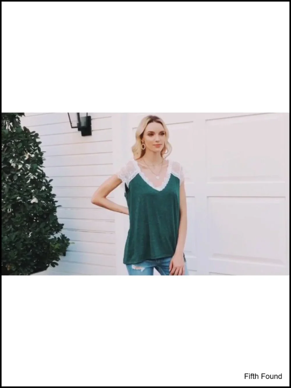 Crochet Lace V-Neck T-Shirt Short Sleeve Loose Fit Tunic Tank
